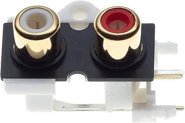 Alt view image 4 of 4 - 2X Phono Sockets, Gold Plated Contact Parts, PCB - RCA Female Jack 4 Pin Mounted AV Concentric Outlet 2 Socket Connector Stereo Audio Video