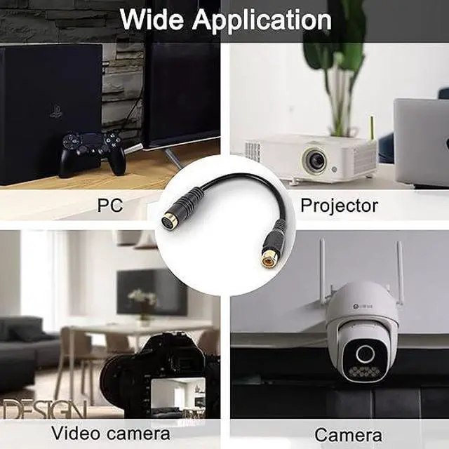 Alt view image 7 of 7 - S-Video to RCA Cable Composite RCA Female to S-Video 4 Pin Mini DIN Terminale Female AV Stereo Audio Video Connector Adapter Extension Cable-2PCS 15CM/5.9Inch