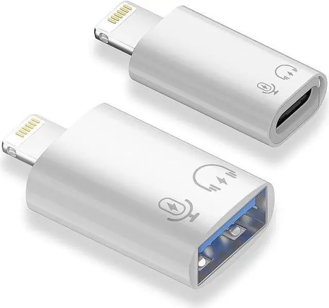 Main image of 2 Pack USB C/USB 3.0 Female to Lightning Male OTG Adapter for iPhone/iPad, Support Connect Card Reader, U Disk, USB Flash Drive, Keyboard, Mouse, Lavalier Microphone, Digital Headphone