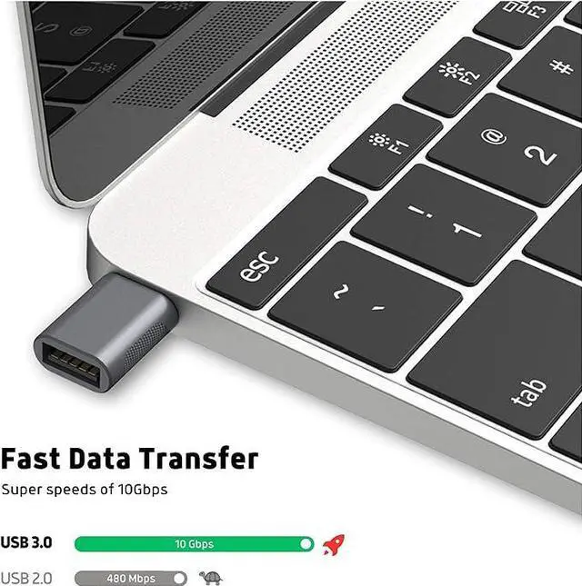 Alt view image 6 of 7 - USB C to USB Adapter Pack of 2 USB to USB3 Female Adapter Compatible with MacBook Pro 2023 iPad Mini 6/Pro MacBook Air and Other Type C or Thunderbolt 4/3 Devices Space Grey