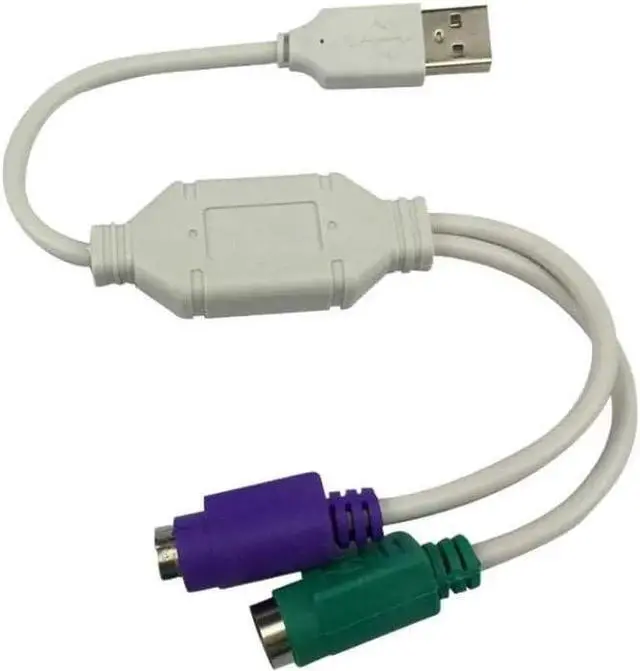 Main image of 2-Pack Dual PS/2 to USB Adapter for PS/2 Port Mouse and Keyboard, Male to Female Cable