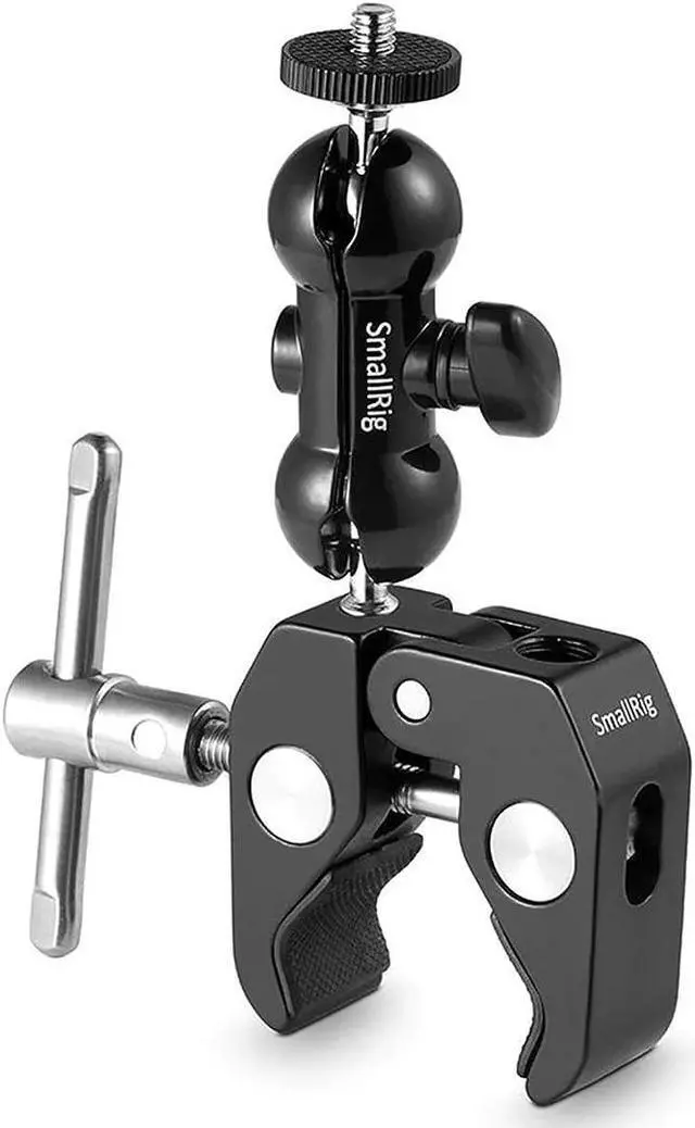Main image of Super Camera Clamp Mount, Double Ball Head Adapter, Fence Desk Table Mount for Ronin-M/Insta360/Gopro, Ball Head - 1138