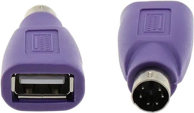 Main image of USB to PS2 Adapter 2PCS Purple USB Female to PS/2 Male Converter Changer Adapter for Mouse Keyboard and Bar Code Scanner, USB Keyboard to PS/2 Adapter