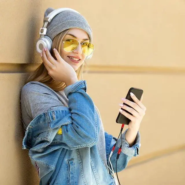 Alt view image 3 of 6 - USB Type C to 3.5mm Headphone and Charger Adapter, 2 in 1 Type C to Aux Audio Jack Hi-Res DAC and PD Fast Charge Dongle Cable Compatible with Most Type C Model (Red)