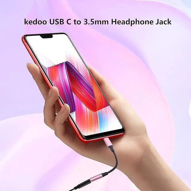 Alt view image 5 of 5 - USB C to 3.5mm Female Headphone Jack Adapter (2 Pack), Type C to Aux Audio Dongle Cable Cord Hi-Fi DAC Chip for Samsung Galaxy S22 S21+, S9 Note10 Plus, Pixel 5 4 3 XL(Black+Rose Gold)