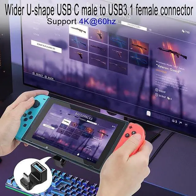 Alt view image 2 of 5 - Wider U-Shaped Angle USB C to USB3.1 Adapter 10Gbps Type C Male to USB3.1 Female Wide Distance 180° Angle Connector,for Audio/Video Transfer OTG,for Steam Deck Smartphone Laptop Tablet,2Pcs