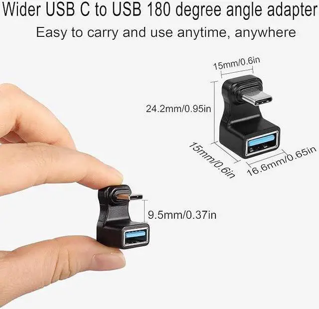 Alt view image 4 of 5 - Wider U-Shaped Angle USB C to USB3.1 Adapter 10Gbps Type C Male to USB3.1 Female Wide Distance 180° Angle Connector,for Audio/Video Transfer OTG,for Steam Deck Smartphone Laptop Tablet,2Pcs
