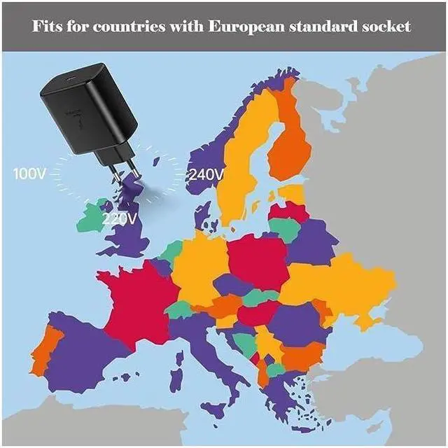 Alt view image 5 of 5 - Black 45W USA Super Fast Charger European Travel Plug Adapter for Samsung Galaxy S23 S22 S21 Ultra Plus iPhone MacBook Air EU International Power Adaptor USB C Wall Charger PD PPS Italy