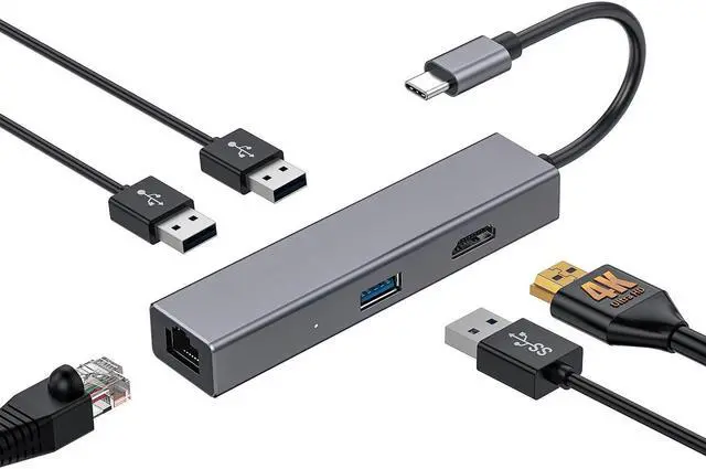 Main image of USB C Docking Station TYPE-C 7-in-1 HDMI PD Hub 5in1 [HDMI4K30HZ+USB3.0+100W PD] Space Grey