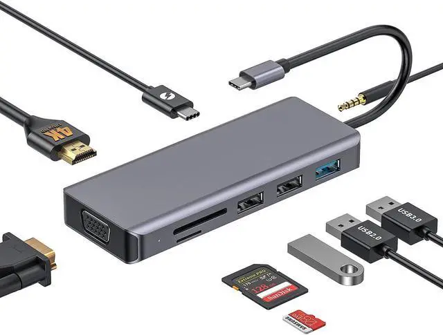 Main image of USB C Docking Station TYPE-C 7-in-1 HDMI PD Hub 13in1[HDMI4K30HZ+USB3.0+100W PD]Space Grey