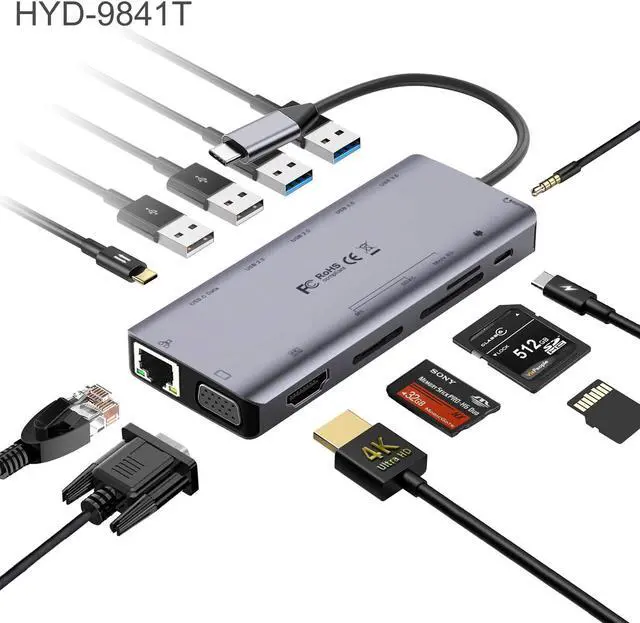 Main image of USB C Docking Station TYPE-C 7-in-1 HDMI PD Hub 9in1[HDMI4K30HZ+USB3.0+100W PD]Space Grey