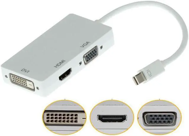 Main image of White Small DP to HDMI DVI VGA 3-in-1 Adapter Cable
