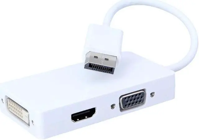 Main image of White Large DP to HDMI DVI VGA 3-in-1 Adapter Cable