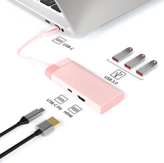 Main image of type-c docking station usb hub multifunctional hub USB3.0 laptop docking station BS5A [Fruit green