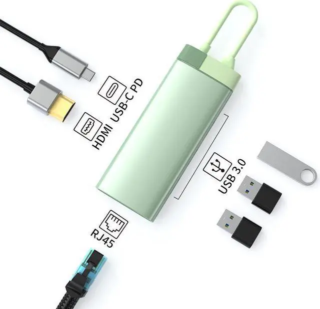 Main image of type-c docking station usb hub multifunctional hub USB3.0 laptop docking station BS6A [Fruit Green-Gigabit