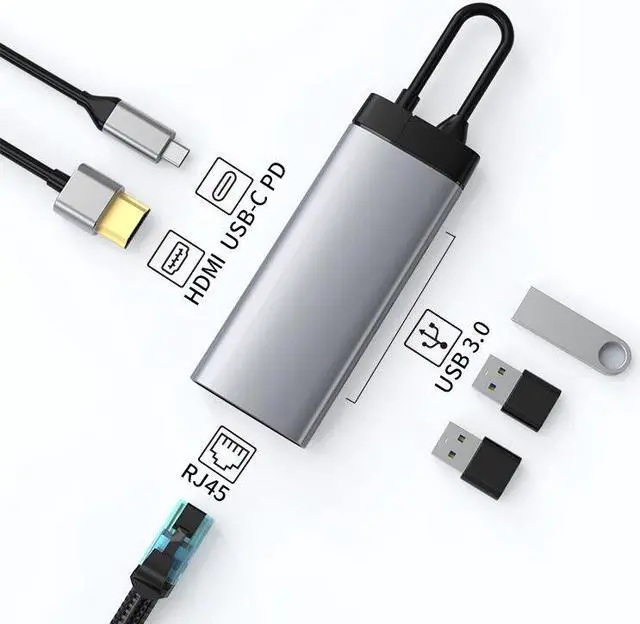 Main image of type-c docking station usb hub multifunction hub usb3.0 laptop docking station bs6a[space grey-gigabit