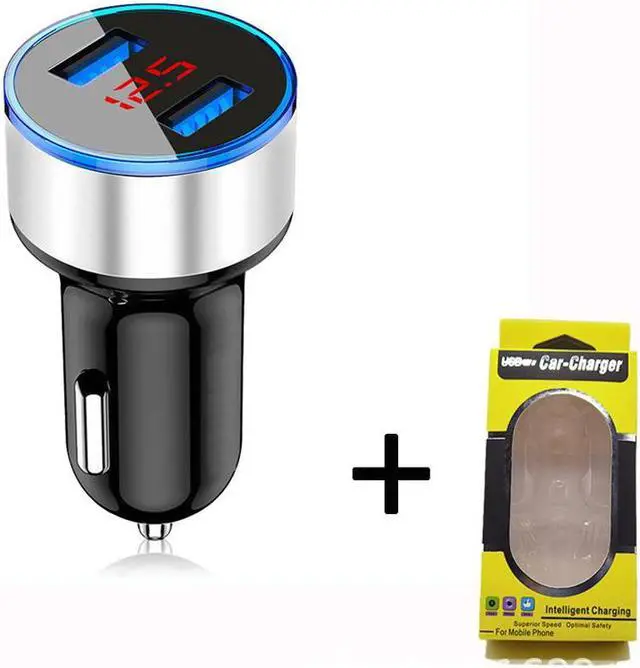 Main image of Digital display new aluminium ring 5V3.1A display car charger Aluminium alloy halo digital car charger car charger-Silver