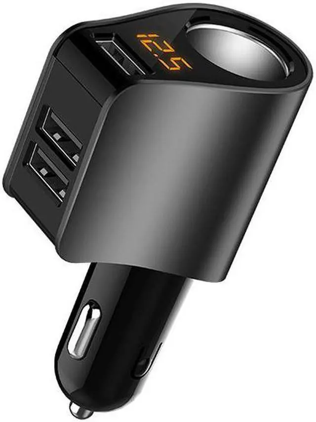 Main image of HY10 silver car charger car universal car charger one tow two three cigarette lighter adapter plug multifunction mobile phone fast charger