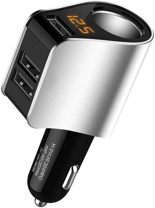 Main image of HY10 grey car charger car universal car charger one tow two three cigarette lighter adapter plug multifunction mobile phone fast charger