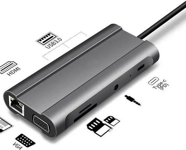 Main image of Type-c hub Docking Station Multi-function 10-in-1 (HDMI+USB3.0*3+PD+SD+TF+VGA+3.5) Docking Station usb hub 3.0