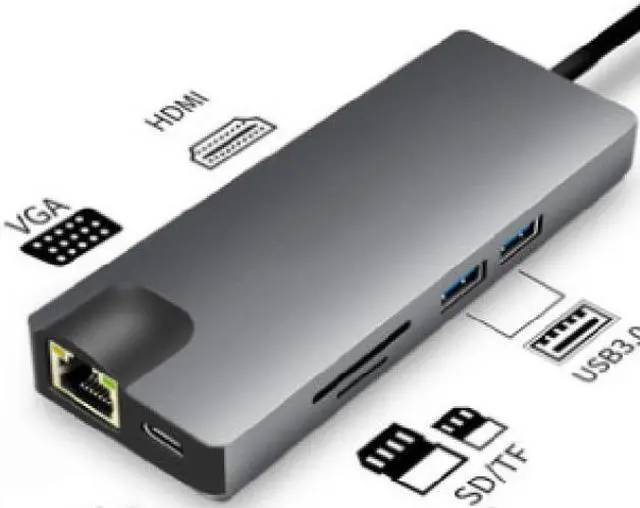 Main image of Type-c hub Docking Station Multi-function 8-in-1 (HDMI+USB3.0*2+PD Charging+VGA+SD/TF+RJ45 Gigabit Ethernet port) docking station usb hub 3.0