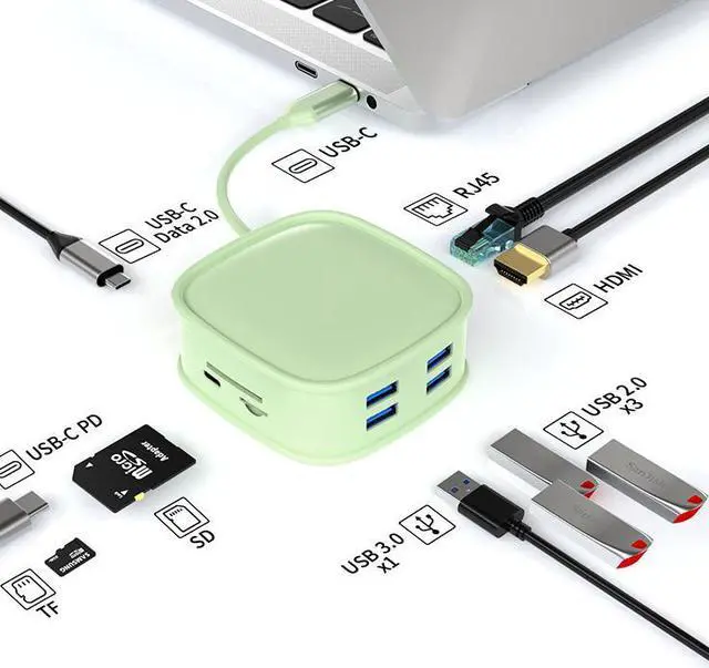 Main image of Metal 10-in-1 type-c docking station usb hub hub laptop docking station BS10H [Fruit Green - Hundred Gigabit Ethernet Port]