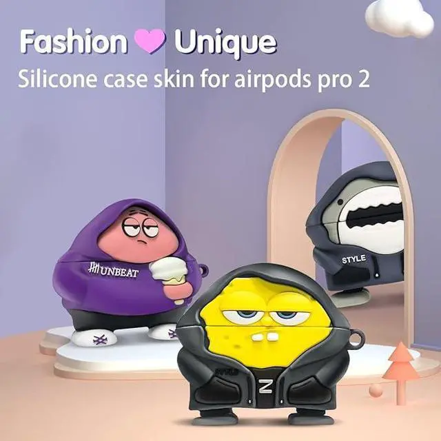 Alt view image 4 of 7 - [3Pack] Case Compatible with AirPods Pro 2nd Generation, Cute Character Air Pods Pro 2 Case, 3D Cartoon Unique Design Kawaii Funny Soft Silicone AirPod Pro 2 Case Cover for Men Women