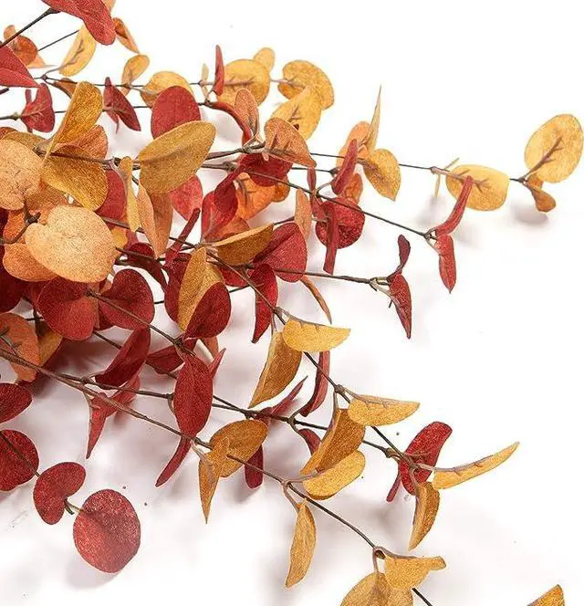 Alt view image 4 of 5 - 6 Pcs Artificial Eucalyptus Stems Fall Decorations with Fall Eucalyptus Leaves Autumn Decorations for Office and Home Artificial Plants for Floral Arrangement