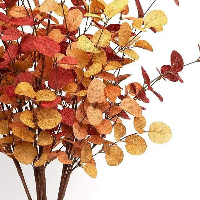 Alt view image 5 of 5 - 6 Pcs Artificial Eucalyptus Stems Fall Decorations with Fall Eucalyptus Leaves Autumn Decorations for Office and Home Artificial Plants for Floral Arrangement