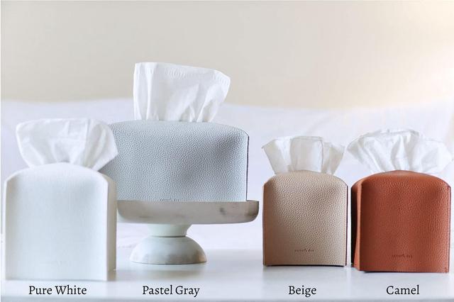 Alt view image 3 of 5 - Brown Tissue Box Cover with Bottom Belt - Decorative Faux Leather Organizer for Bathroom, Car, Office