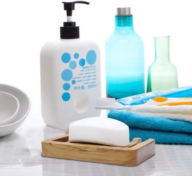 Alt view image 4 of 6 - Tilted Waterfall Soap Dish by\, Teak Wood Bar Soap Holder, Soap Saver for Shower, Bathroom, Sink, Kitchen and Countertop