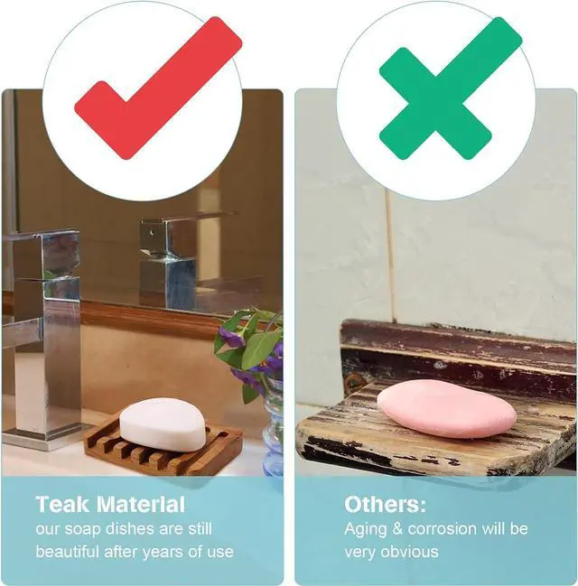 Alt view image 6 of 6 - Tilted Waterfall Soap Dish by\, Teak Wood Bar Soap Holder, Soap Saver for Shower, Bathroom, Sink, Kitchen and Countertop