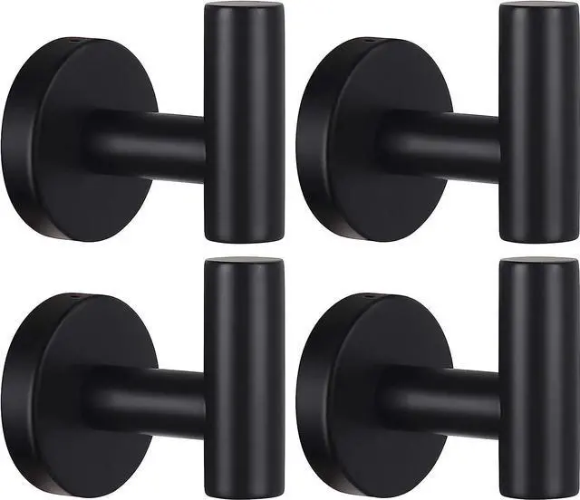 Main image of 4 Pack Matte SUS 304 Stainless Steel Heavy Duty Wall Mounted Towel Hanger Hooks for Bathroom Kitchen Pool Bathrobe