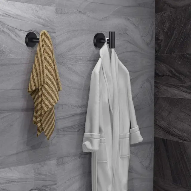 Alt view image 3 of 6 - 4 Pack Matte SUS 304 Stainless Steel Heavy Duty Wall Mounted Towel Hanger Hooks for Bathroom Kitchen Pool Bathrobe