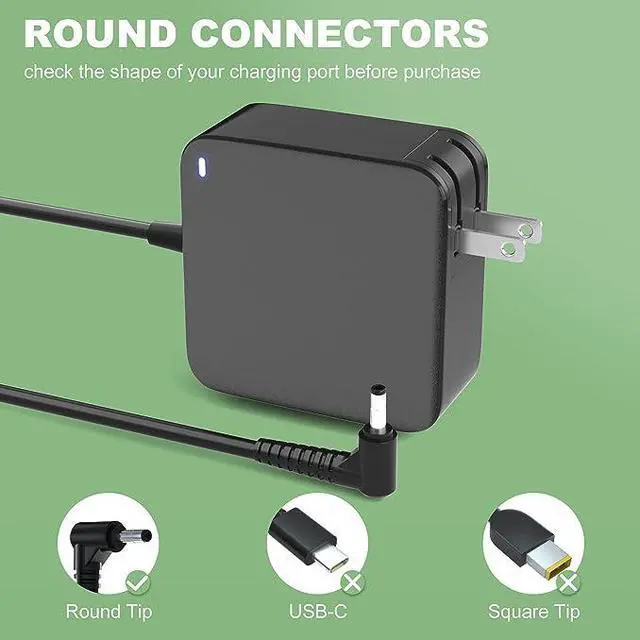 Alt view image 7 of 7 - 65W AC Charger Power Cord for Lenovo Laptop IdeaPad 3 Flex 5 14 15 14iwl S340 S145 100s 110 310 320 330 330s 510 510s V14 V15 Power Adapter Supply