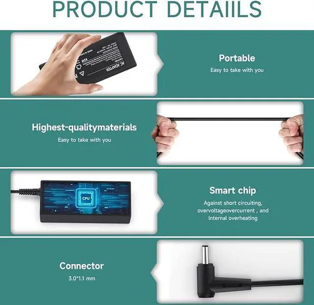 Alt view image 2 of 6 - Laptop Charger for Acer Chromebook CB3-431 CB3-532 15 CB3-131 C720 PA-1450-26 N15Q8 N15Q9 N15Q10 CB3-111 CB3-531 CB5-132T CB5-311 CB5-571 C720P C738T C740 C810 C910 13 11 11R Power-Supply-Cord