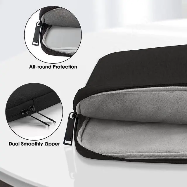 Alt view image 5 of 5 - Laptop Sleeve Bag Compatible with 13 inch MacBook Air Mac Pro M1 Surface Lenovo Dell HP Computer Bag Accessories Polyester Case with Pocket,Black