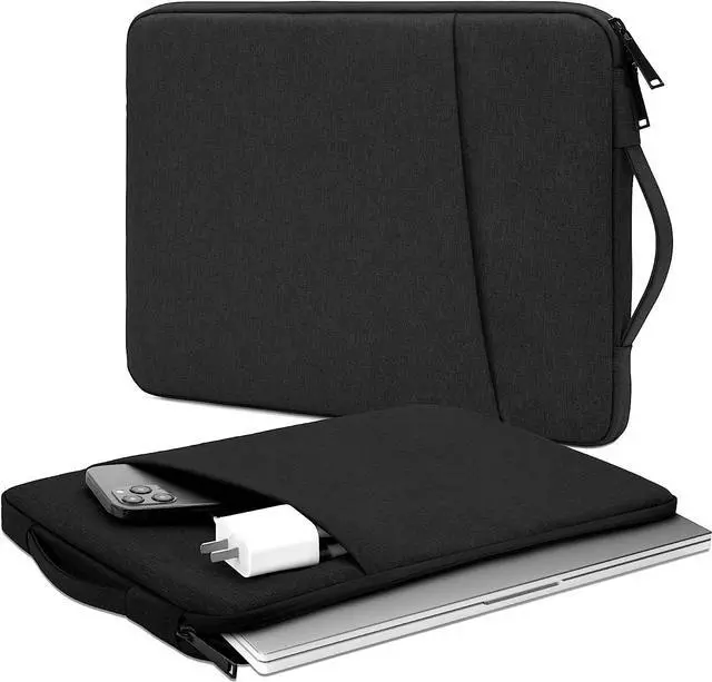 Main image of Laptop Sleeve Bag Compatible with 13 inch MacBook Air Mac Pro M1 Surface Lenovo Dell HP Computer Bag Accessories Polyester Case with Pocket,Black