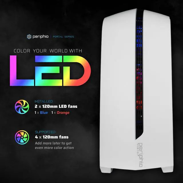 Alt view image 2 of 5 - Periphio Vortex Prebuilt Gaming PC | Intel Core i5-6500 (3.6GHz Turbo) | GeForce GT 1030 (2GB) | 4TB Solid State SSD | 16GB DDR4 RAM | Windows 10 Gaming Desktop | WiFi + BT