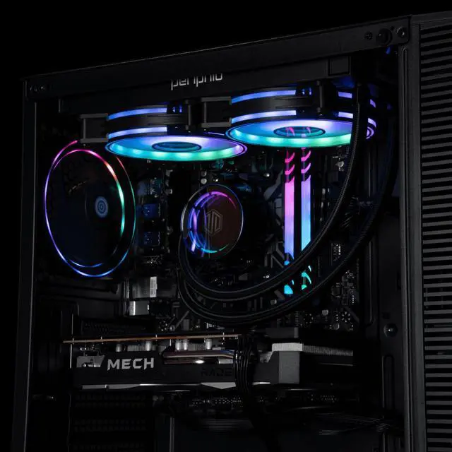 Alt view image 3 of 6 - Periphio Firestorm Prebuilt Gaming PC | AMD Ryzen 5 5600X (4.6GHz Turbo) | AMD Radeon RX 6650 XT (8GB) | 1TB M.2 NVMe SSD | 16GB DDR4 RGB RAM | 240mm AIO Liquid Cooler | Windows 11 | WiFi + BT