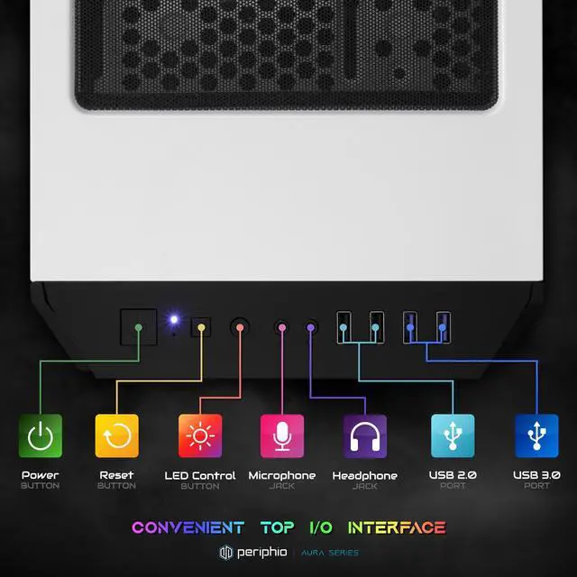 Alt view image 6 of 6 - Periphio Nova Prebuilt Gaming PC - VR Ready | Liquid Cooled AMD Ryzen 5 5600X (4.6GHz Turbo) | Radeon RX 6750 XT (12GB) | 1TB M.2 NVMe SSD | 32GB DDR4 RAM | Gaming Desktop | WiFi + BT