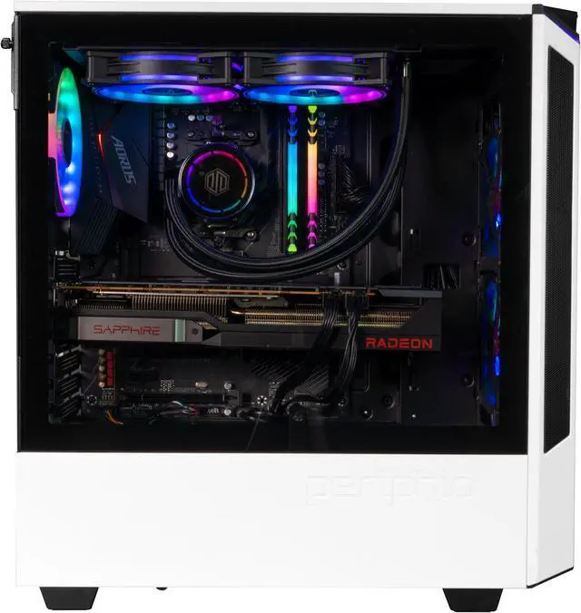 Alt view image 5 of 6 - Periphio Nova Prebuilt Gaming PC - VR Ready | Liquid Cooled AMD Ryzen 5 5600X (4.6GHz Turbo) | Radeon RX 6800 XT (16GB) | 2TB Solid State SSD | 32GB DDR4 RAM | Gaming Desktop  | WiFi + BT