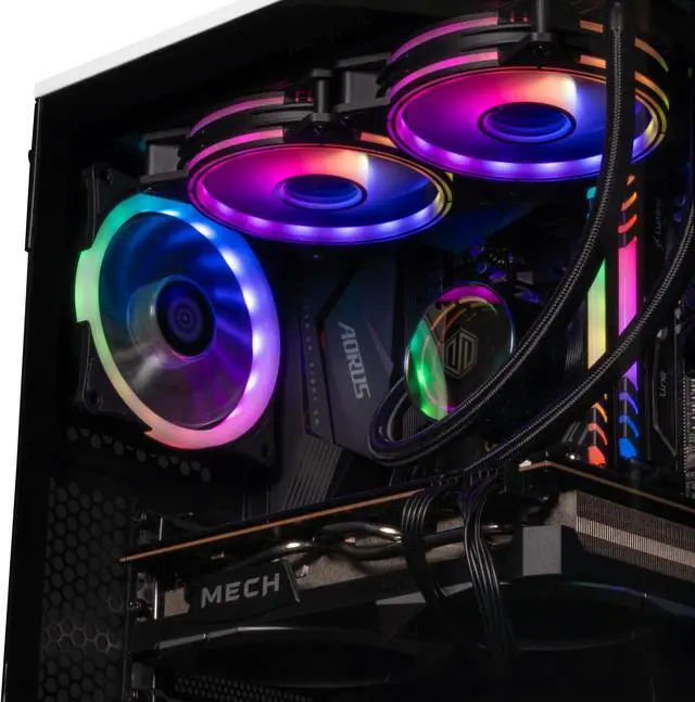 Alt view image 4 of 6 - Periphio Nova Prebuilt Gaming PC - VR Ready | Liquid Cooled AMD Ryzen 5 5600X (4.6GHz Turbo) | Radeon RX 6750 XT (12GB) | 1TB M.2 NVMe SSD | 32GB DDR4 RAM | Gaming Desktop | WiFi + BT
