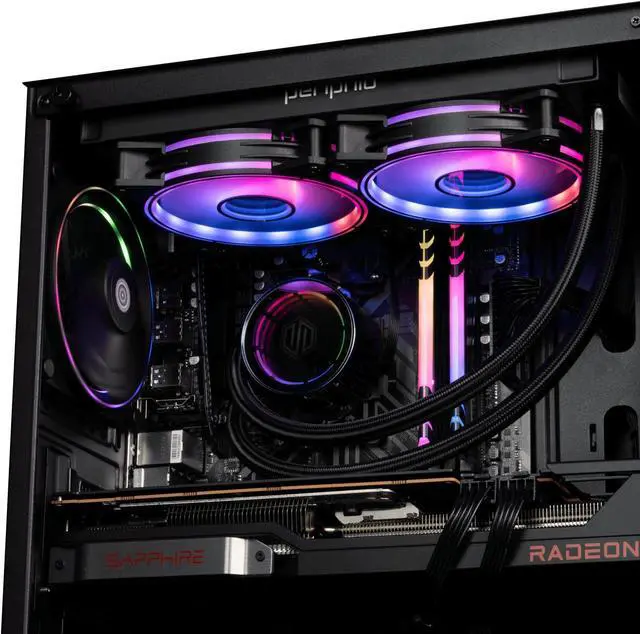 Alt view image 3 of 6 - Periphio Firestorm Prebuilt Gaming PC | AMD Ryzen 5 5600X (4.6GHz Turbo) | AMD Radeon RX 6800 XT (16GB) | 1TB M.2 NVMe SSD | 64GB DDR4 RGB RAM | 240mm AIO Liquid Cooler | Windows 11 | WiFi + BT
