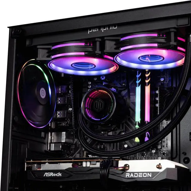 Alt view image 3 of 6 - Periphio Firestorm Prebuilt Gaming PC | AMD Ryzen 5 5600X (4.6GHz Turbo) | AMD Radeon RX 6600 (8GB) | 1TB M.2 NVMe SSD | 16GB DDR4 RGB RAM | 240mm AIO Liquid Cooler | Windows 11 | WiFi + BT