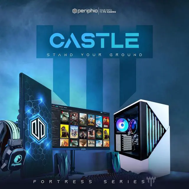 Alt view image 2 of 7 - Periphio Castle Gaming PC Computer - Complete Battlestation Bundle | AMD Ryzen 5 5600G, Radeon Vega 7 Graphics, 1TB NVMe Solid State, 16GB DDR4 RAM, Windows 11, NEW 24" Monitor