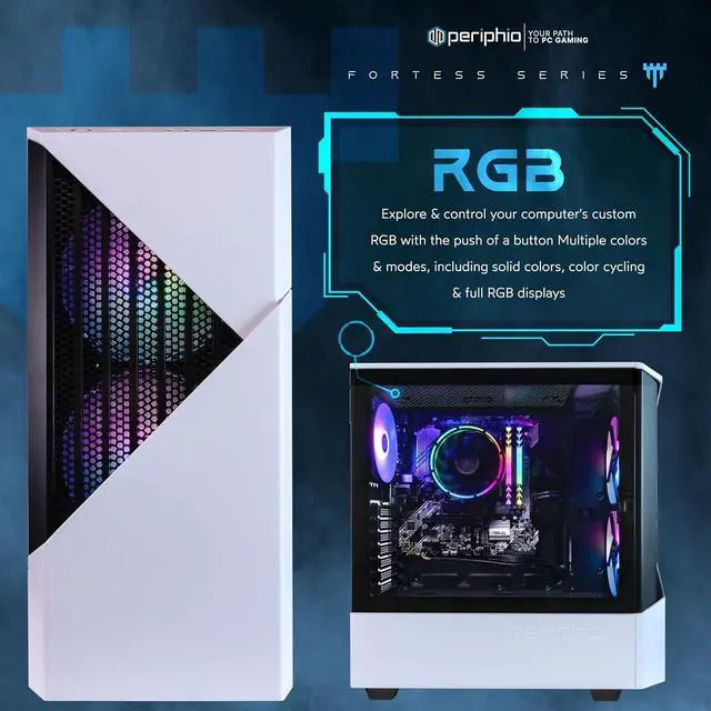 Alt view image 3 of 7 - Periphio Castle Gaming PC Computer - Complete Battlestation Bundle | AMD Ryzen 5 5600G, Radeon Vega 7 Graphics, 1TB NVMe Solid State, 16GB DDR4 RAM, Windows 11, NEW 24" Monitor