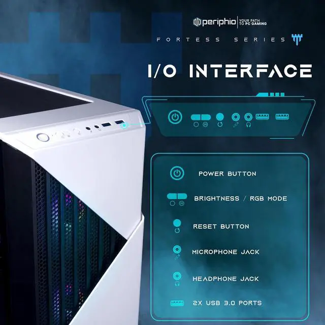 Alt view image 6 of 7 - Periphio Castle Gaming PC Computer - Complete Battlestation Bundle | AMD Ryzen 5 5600G, Radeon Vega 7 Graphics, 1TB NVMe Solid State, 16GB DDR4 RAM, Windows 11, NEW 24" Monitor