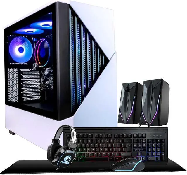 Main image of Periphio Castle Gaming PC Computer - AMD Ryzen 5 5600G, Radeon Vega 7 Graphics, 1TB NVMe Solid State, 16GB DDR4 RAM, Windows 11 Gaming Desktop Tower + RGB Elite 4-in-1 Bundle and RGB Speakers