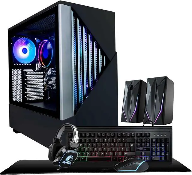 Main image of Periphio Reaper Gaming PC Computer - AMD Ryzen 5 5600G, Radeon Vega 7 Graphics, 1TB NVMe Solid State, 16GB DDR4 RAM, Windows 11 Gaming Desktop Tower | RGB Elite 4-in-1 Bundle + RGB Speakers